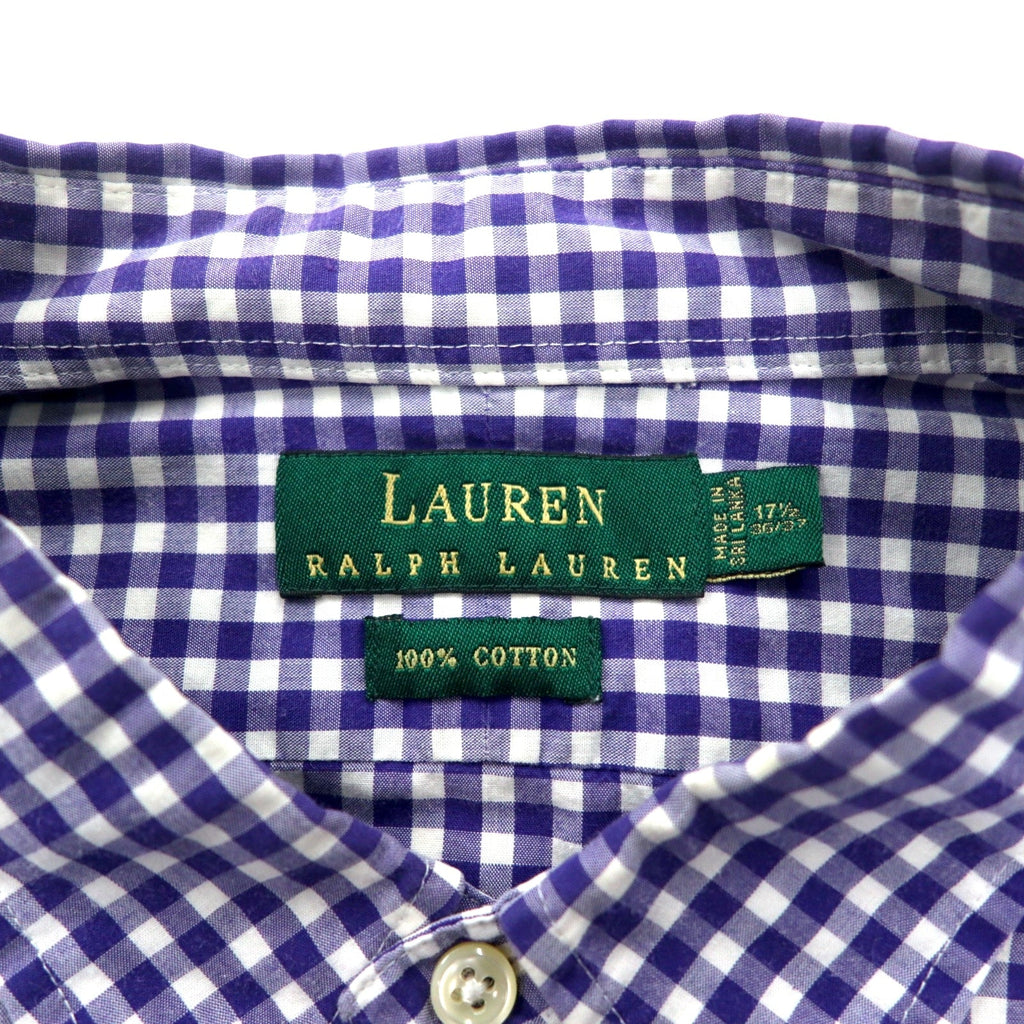 LAUREN RALPH LAUREN anni '90, camicia button-down a quadri vichy, XL, blu, taglia grande, Made in Sri Lanka.