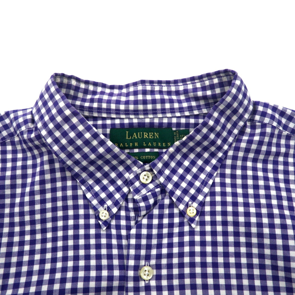 LAUREN RALPH LAUREN anni '90, camicia button-down a quadri vichy, XL, blu, taglia grande, Made in Sri Lanka.