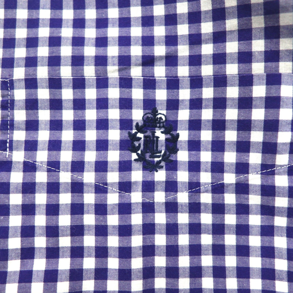 LAUREN RALPH LAUREN anni '90, camicia button-down a quadri vichy, XL, blu, taglia grande, Made in Sri Lanka.