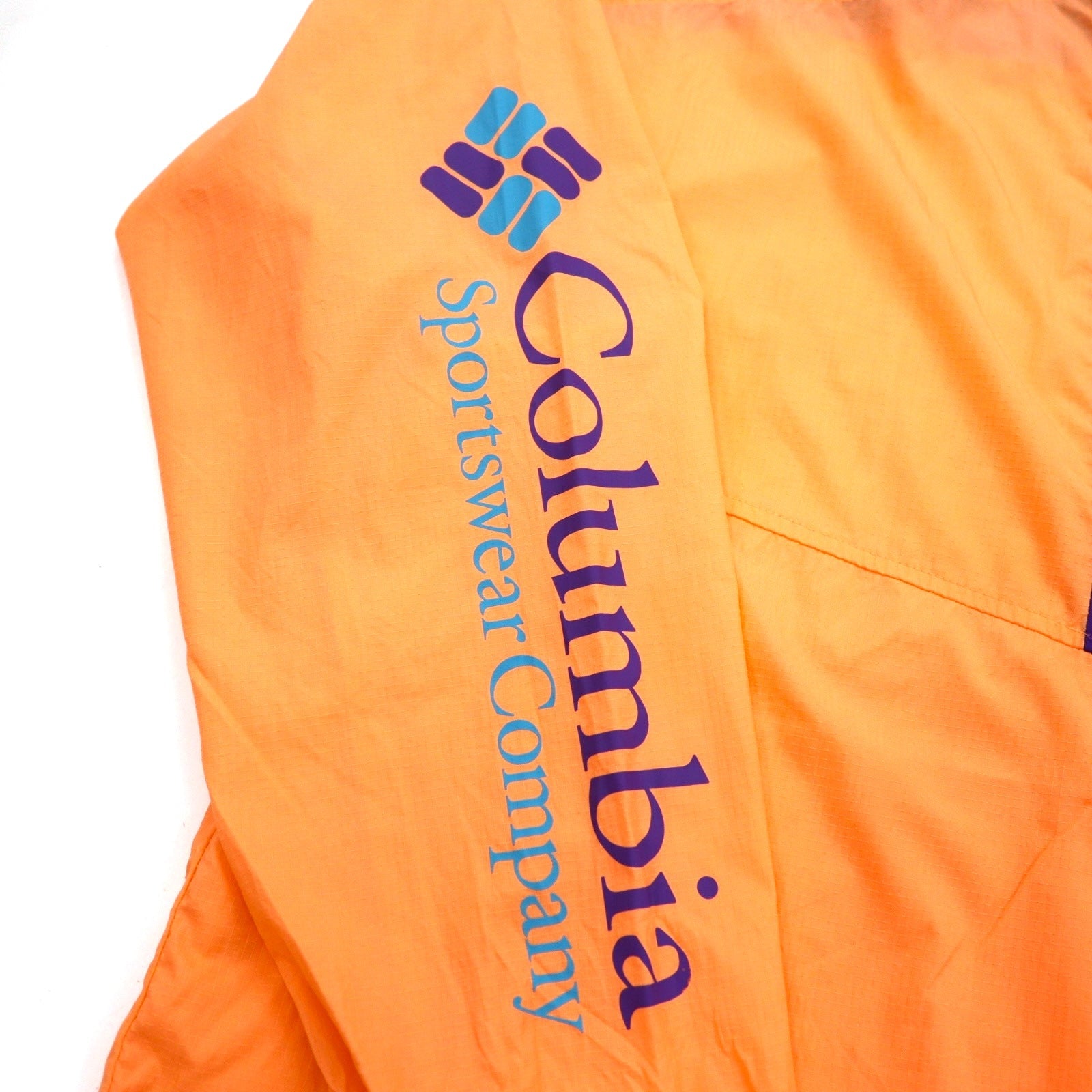 Giacca a vento Columbia Anorak XL arancione nylon impacchettabile logo manica Santa Ana Anorak Jacket KO0086