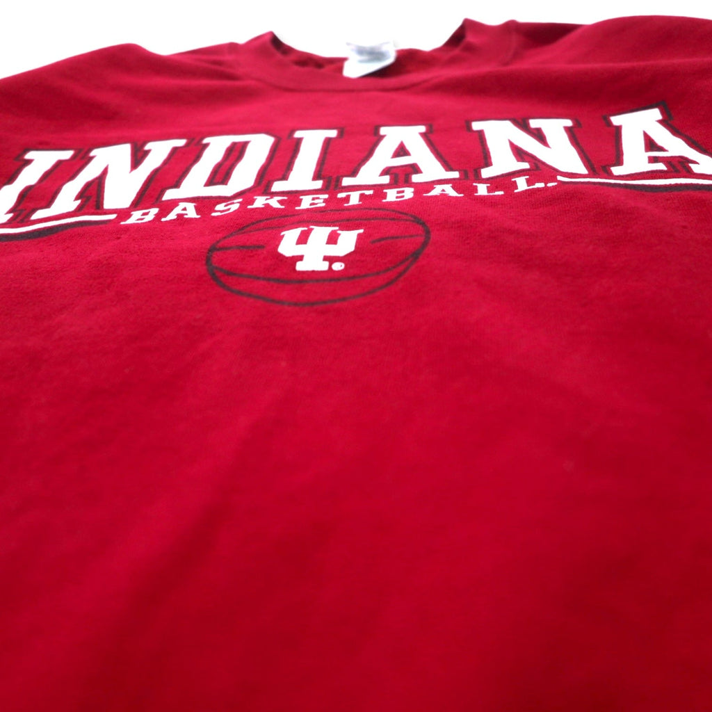 Felpa girocollo GILDAN con stampa college, taglia L, colore rosso, in cotone felpato, INDIANA BASKETBALL