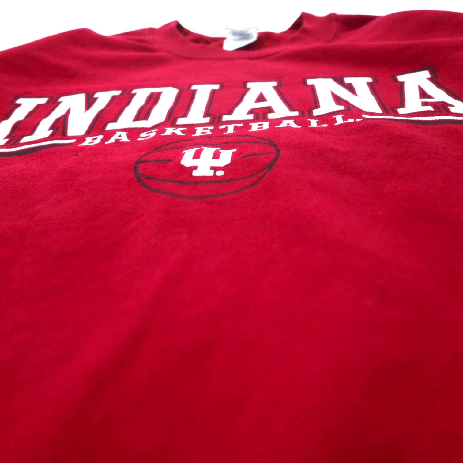 Felpa girocollo GILDAN con stampa college, taglia L, colore rosso, in cotone felpato, INDIANA BASKETBALL