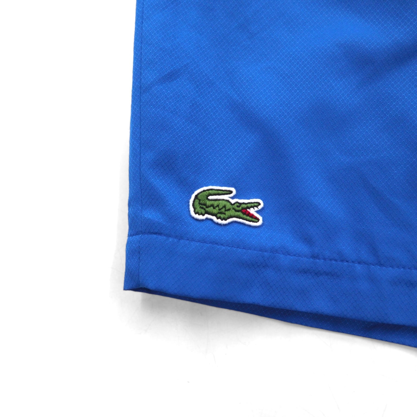 LACOSTE SPORT Pantaloncini corti in taffetà diamantato tinta unita, blu, taglia XL, logo ricamato, sport, tennis GH353T