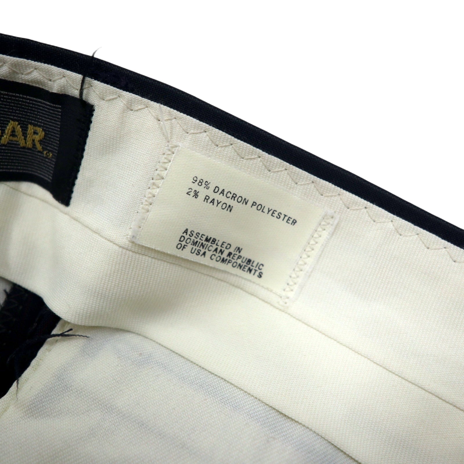 Pantaloni eleganti HAGGAR anni '90, taglia 33, neri a righe, poliestere, realizzati nella Repubblica Dominicana (USA)