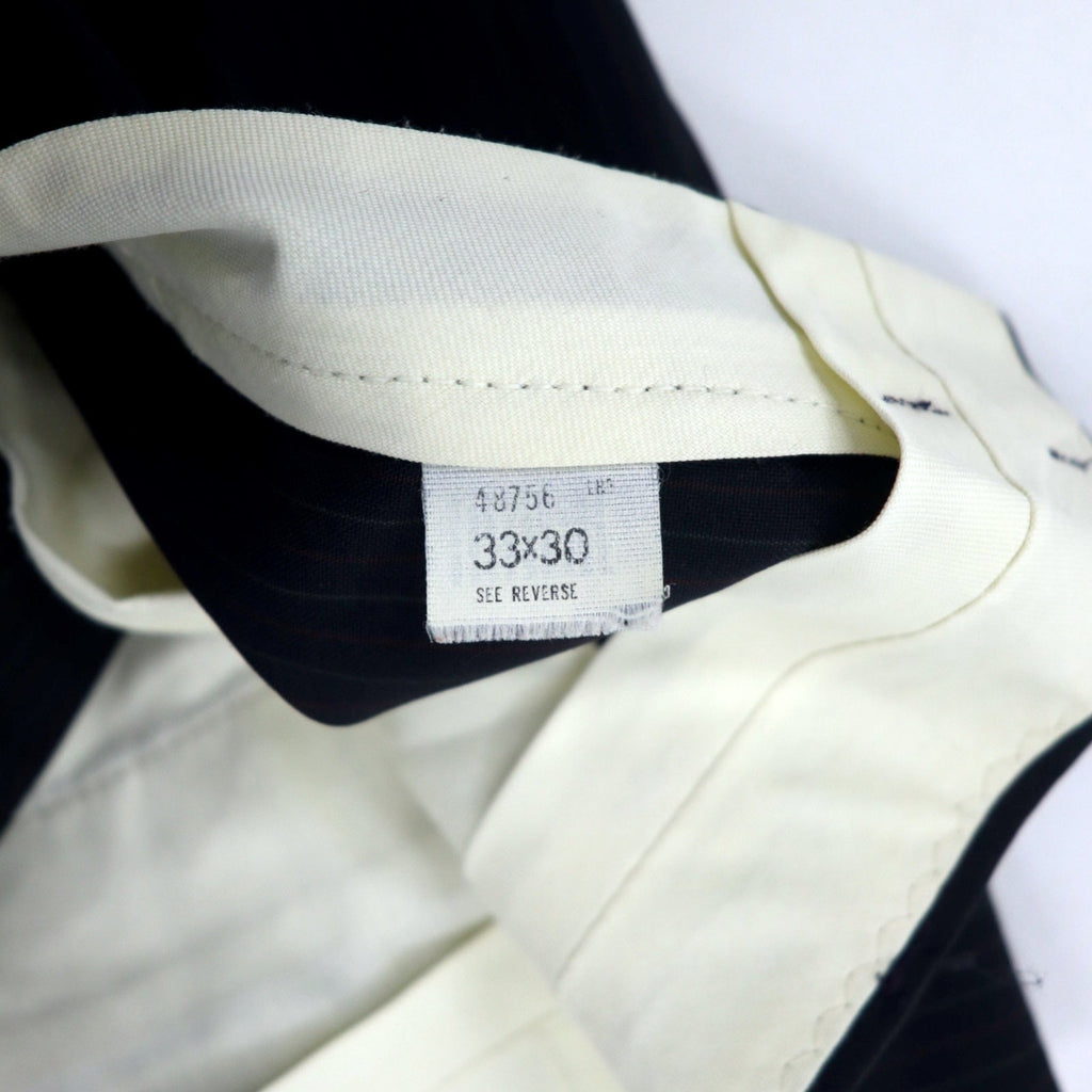 Pantaloni eleganti HAGGAR anni '90, taglia 33, neri a righe, poliestere, realizzati nella Repubblica Dominicana (USA)