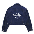 Hard Rock Cafe by NAVE Giacca di jeans crop con logo, taglia S, blu indaco, ricamo logo posteriore, Onward Kashiyama, Nuovo con etichette
