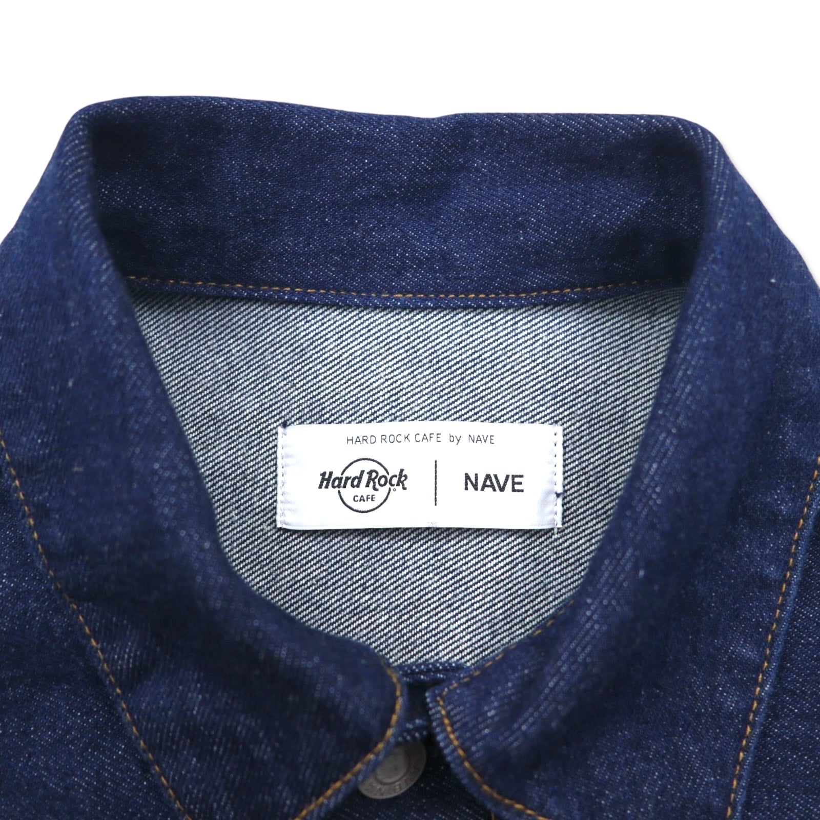 Hard Rock Cafe by NAVE Giacca di jeans crop con logo, taglia S, blu indaco, ricamo logo posteriore, Onward Kashiyama, Nuovo con etichette