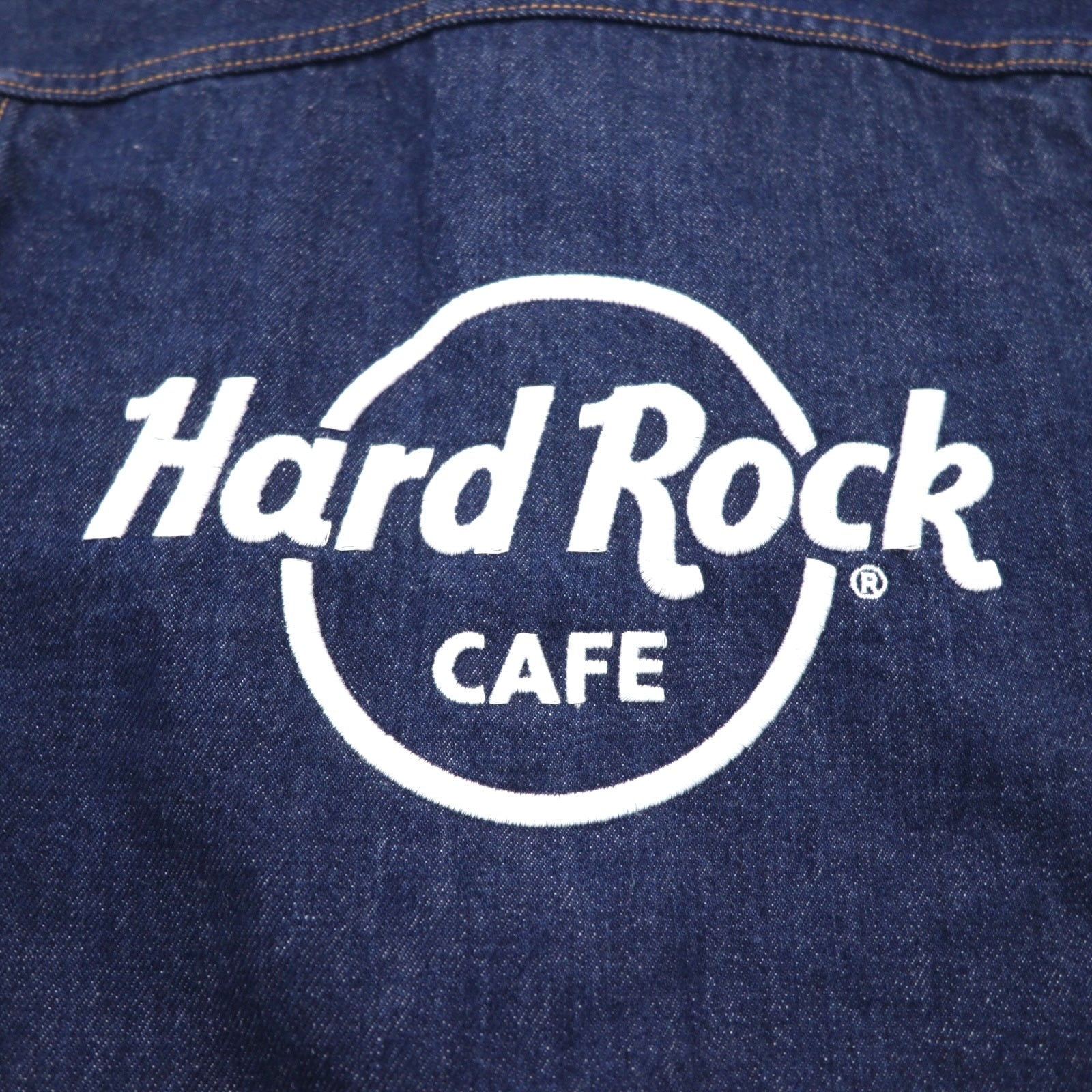 Hard Rock Cafe by NAVE Giacca di jeans crop con logo, taglia S, blu indaco, ricamo logo posteriore, Onward Kashiyama, Nuovo con etichette