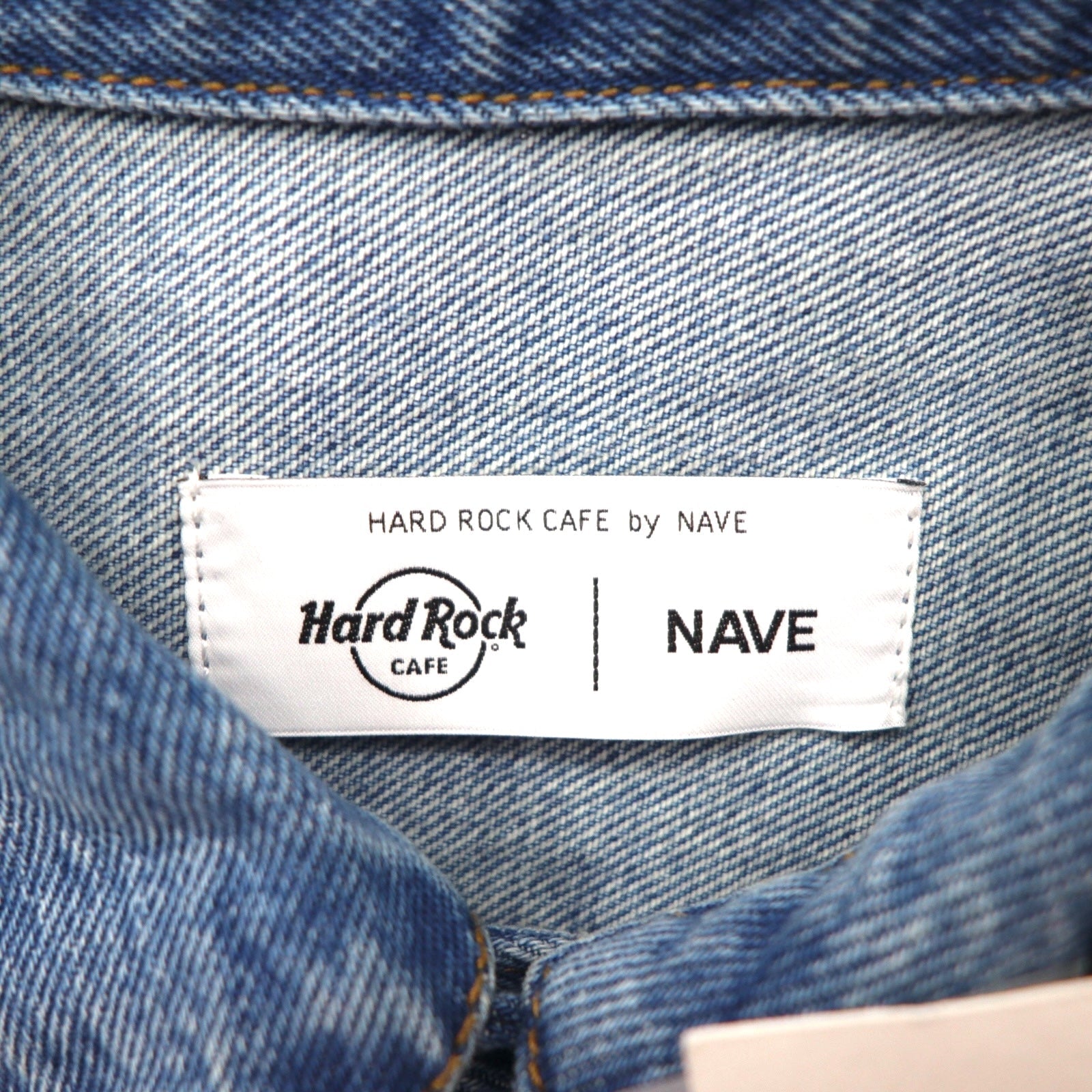 Hard Rock Cafe by NAVE Giacca di jeans crop con logo, taglia S, blu indaco, ricamo logo posteriore, Onward Kashiyama, Nuovo con etichette