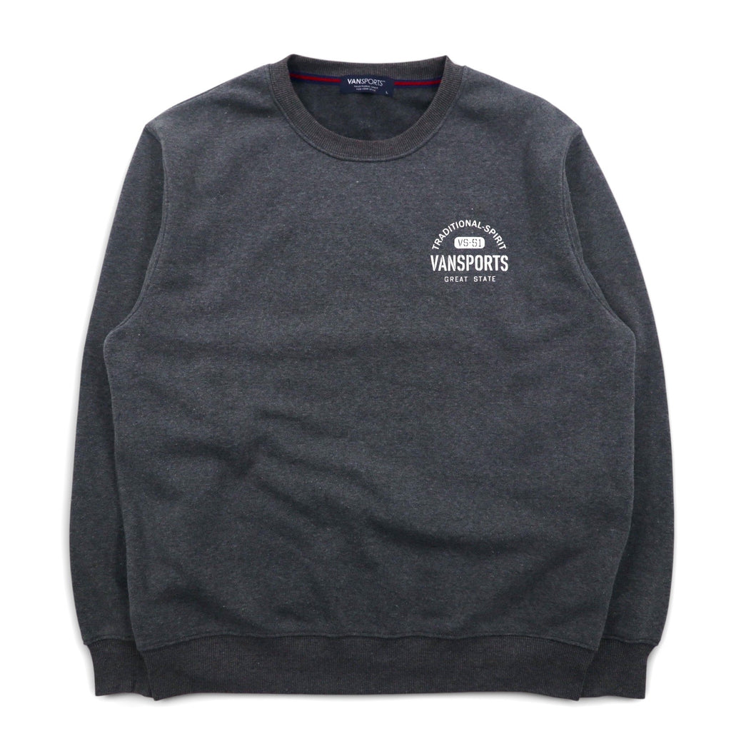 VAN SPORTS クルーネック スウェット L グレー 裏起毛 バックプリント