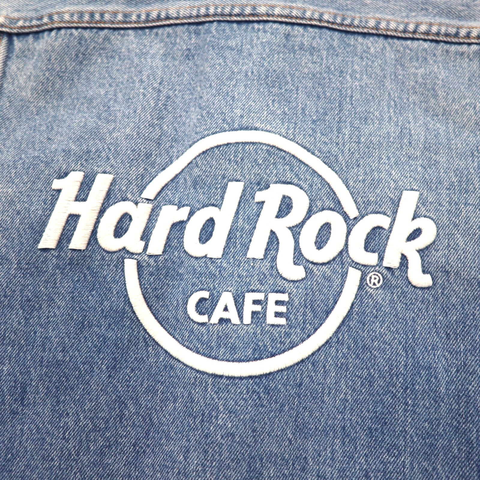 Hard Rock Cafe by NAVE Giacca di jeans crop con logo, taglia S, blu indaco, ricamo logo posteriore, Onward Kashiyama, Nuovo con etichette