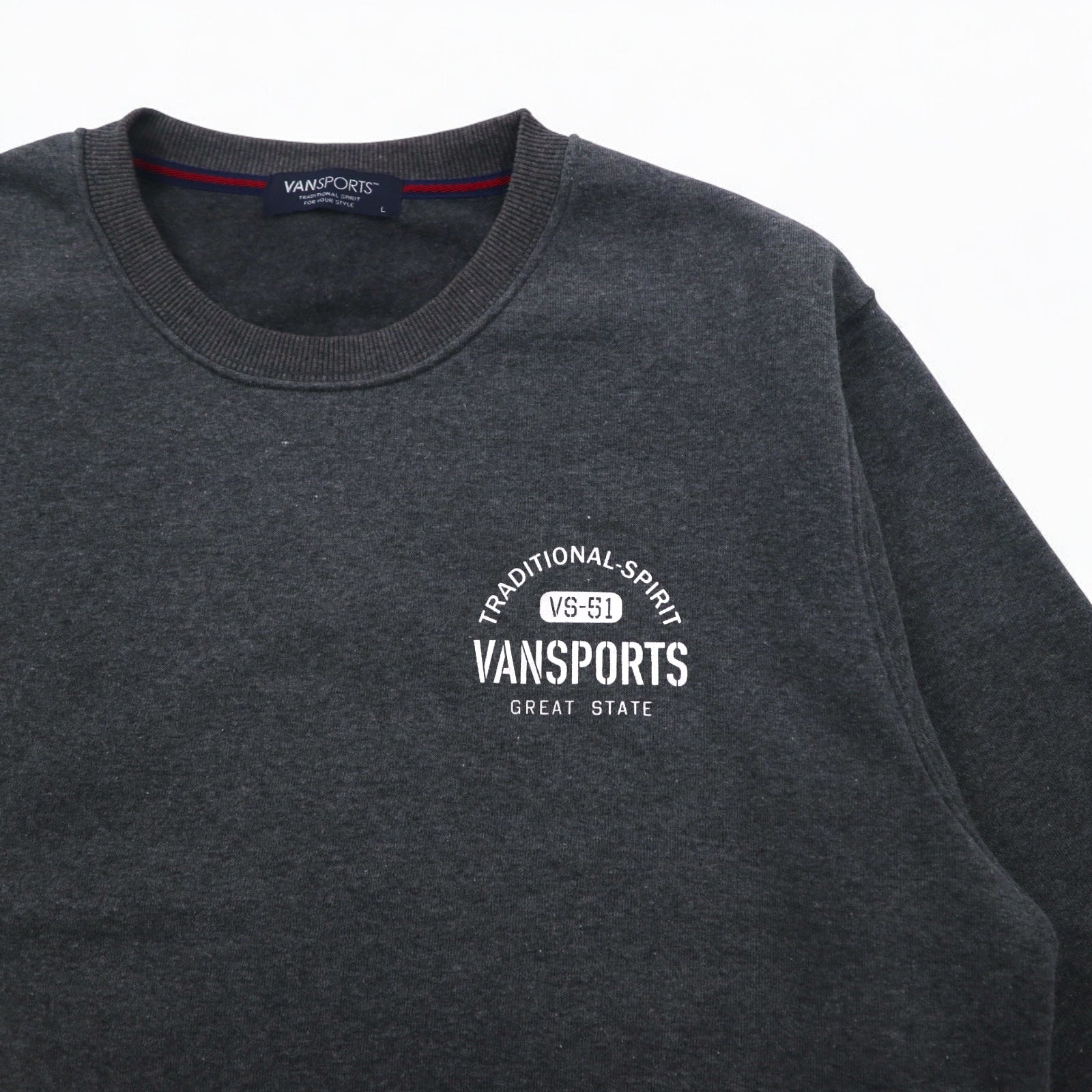 VAN SPORTS クルーネック スウェット L グレー 裏起毛 バックプリント