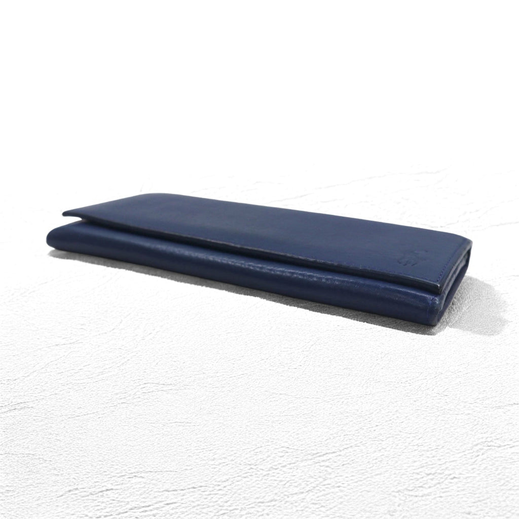 POLO RALPH LAUREN Portafoglio lungo in pelle martellata blu marino