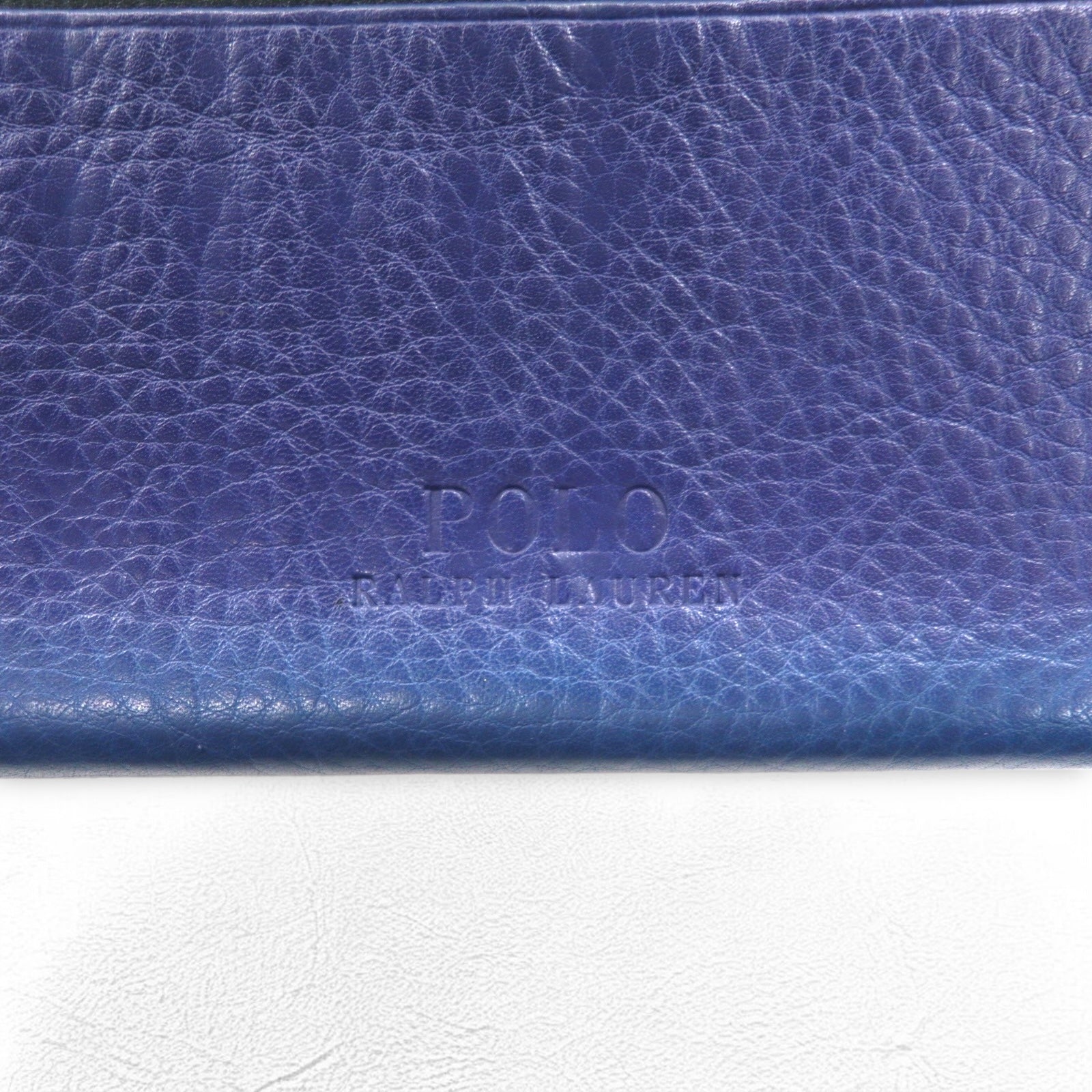 POLO RALPH LAUREN Portafoglio lungo in pelle martellata blu marino