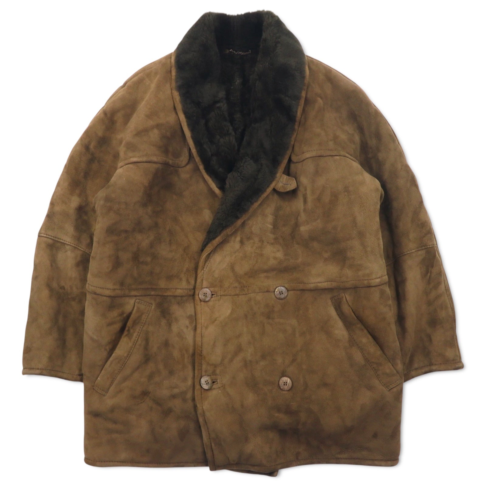 Elisa Sori Made in Italy Shearling Sheepskin Coat Cappotto in montone con collo sciallato XL Marrone Shearling Pelle di pecora