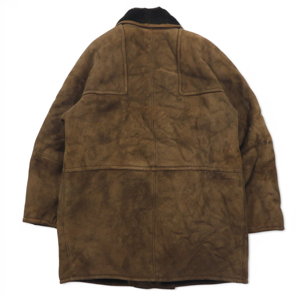 Elisa Sori Made in Italy Shearling Sheepskin Coat ショールカラー ムートンコート XL ブラウン シアリング レザー シープスキン