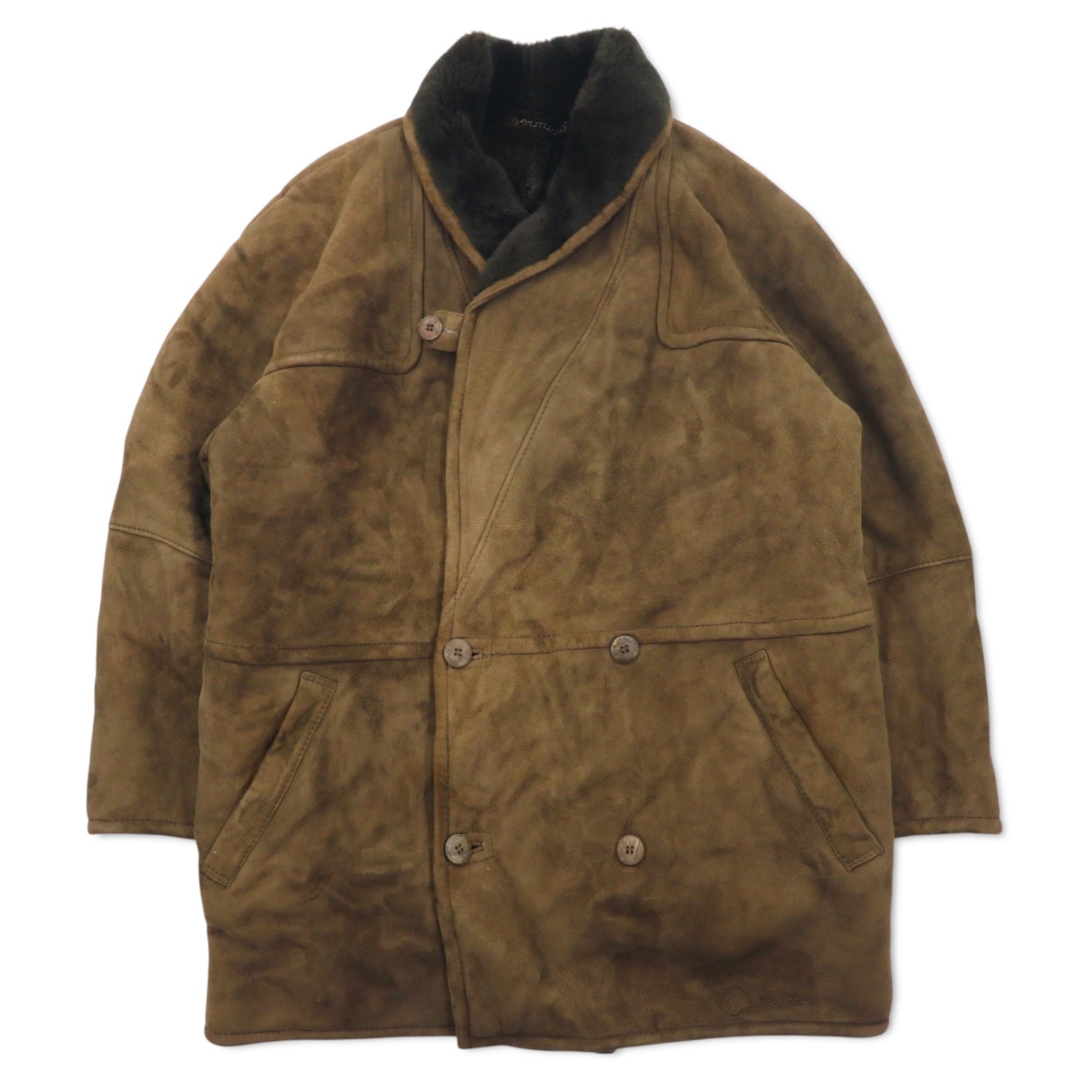Elisa Sori Made in Italy Shearling Sheepskin Coat Cappotto in montone con collo sciallato XL Marrone Shearling Pelle di pecora