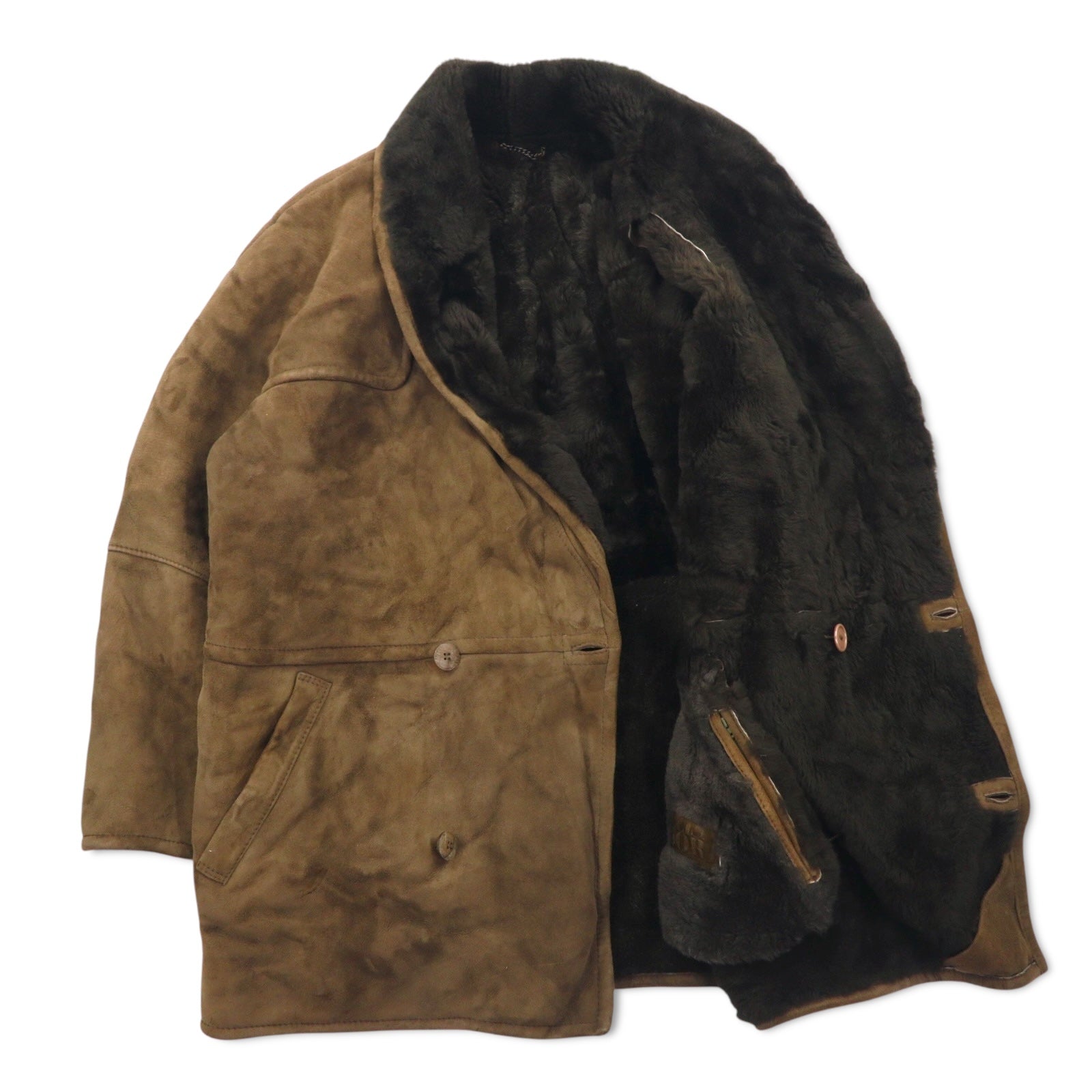 Elisa Sori Made in Italy Shearling Sheepskin Coat Cappotto in montone con collo sciallato XL Marrone Shearling Pelle di pecora