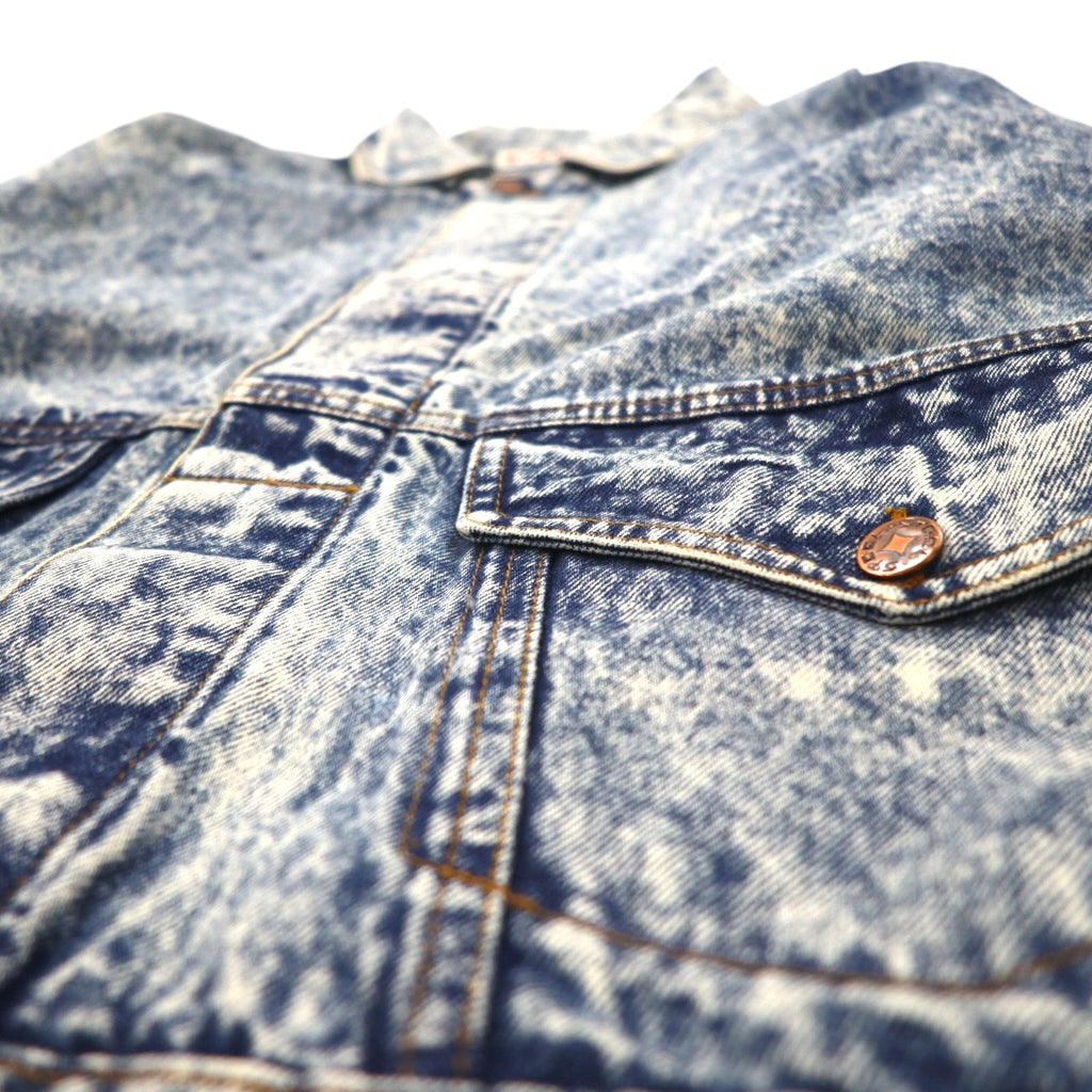 Giacca di jeans lavaggio chimico anni '90 US-made in acciaio L blu con cinghia posteriore