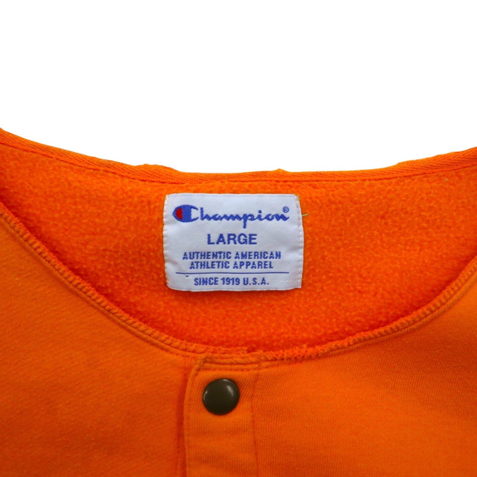 Champion anni '90 cardigan a scatto, felpa, bomber, taglia L, arancione, tasche laterali, interno felpato