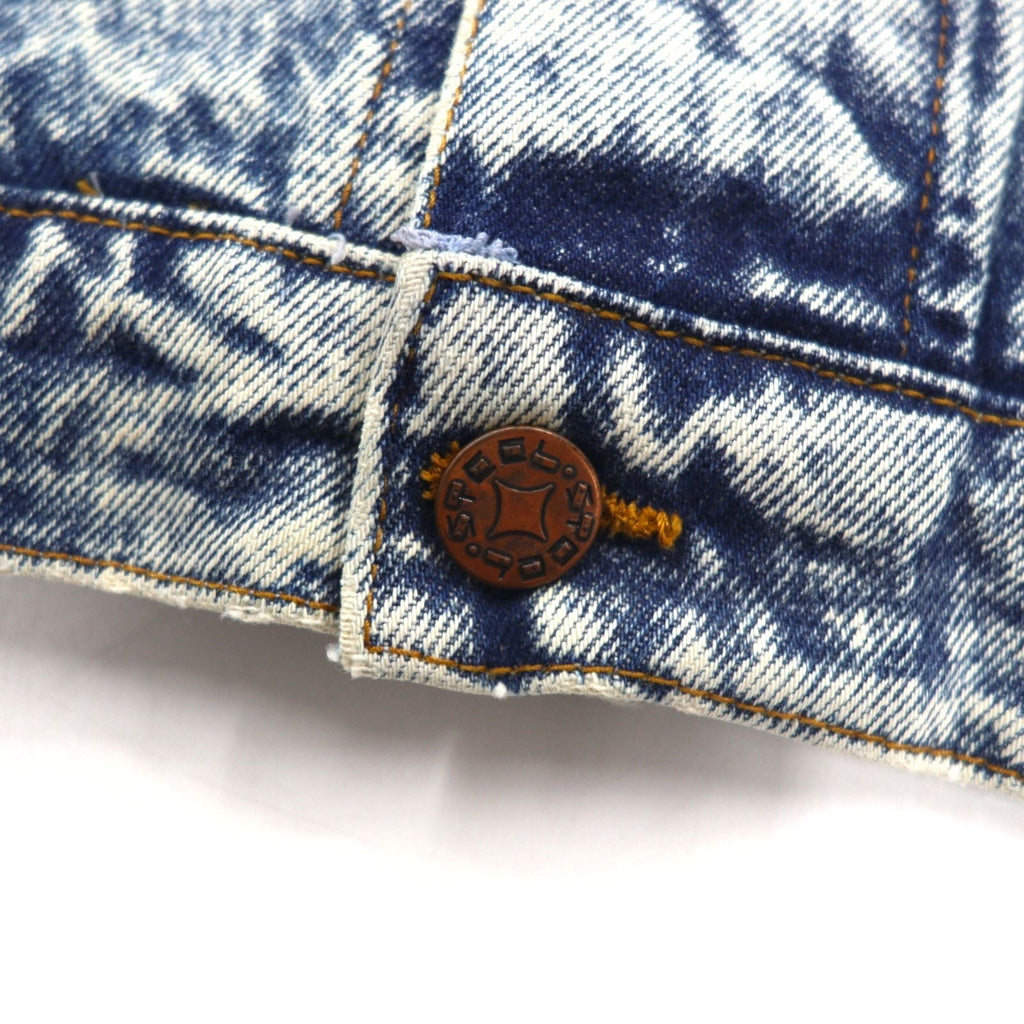 Giacca di jeans lavaggio chimico anni '90 US-made in acciaio L blu con cinghia posteriore