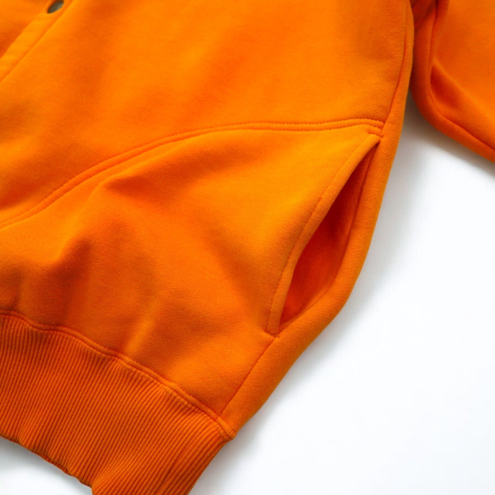 Champion anni '90 cardigan a scatto, felpa, bomber, taglia L, arancione, tasche laterali, interno felpato