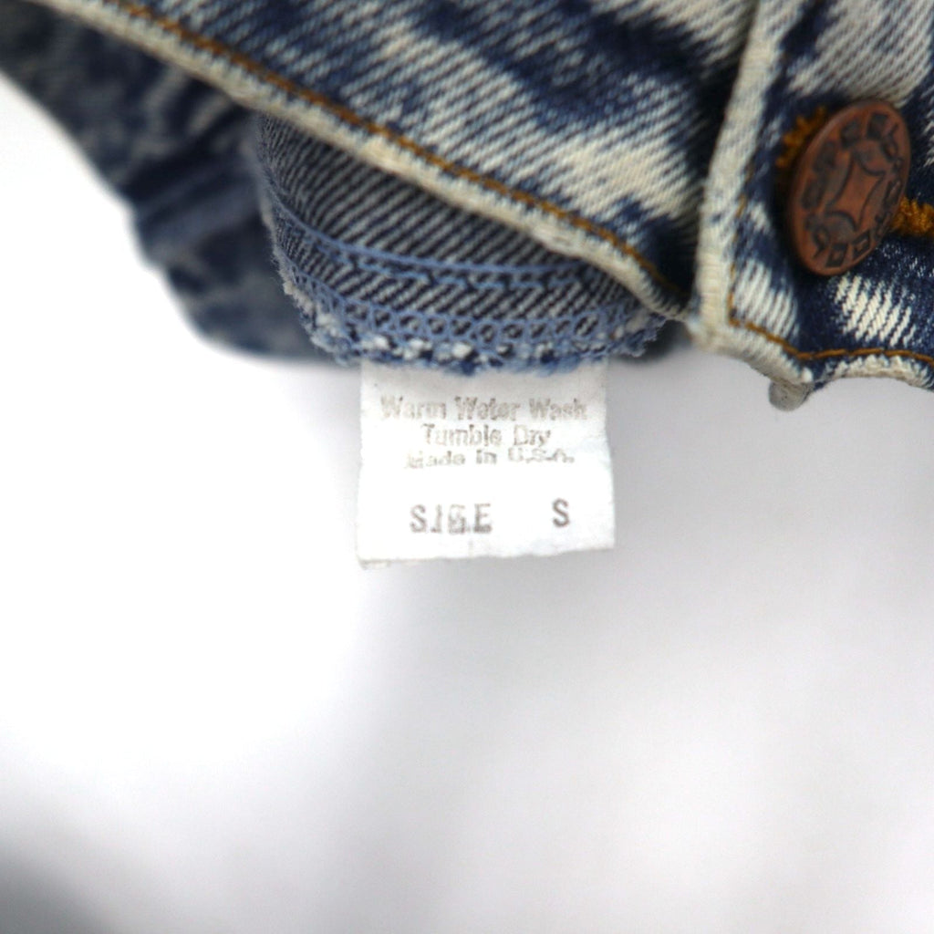Giacca di jeans lavaggio chimico anni '90 US-made in acciaio L blu con cinghia posteriore