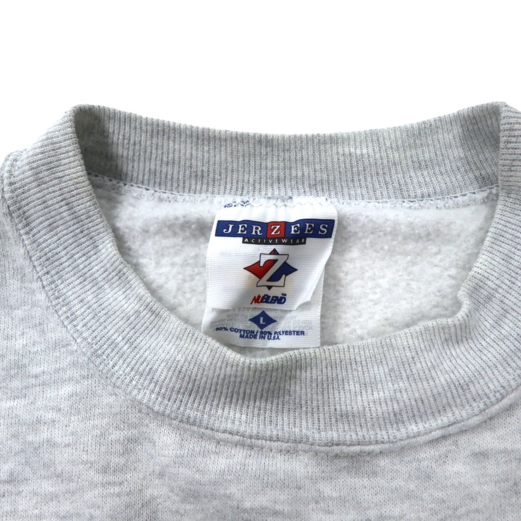 Felpa JERZEES made in USA anni '90, ricamata, college, taglia L, grigia, cotone, interno felpato, FSU Football