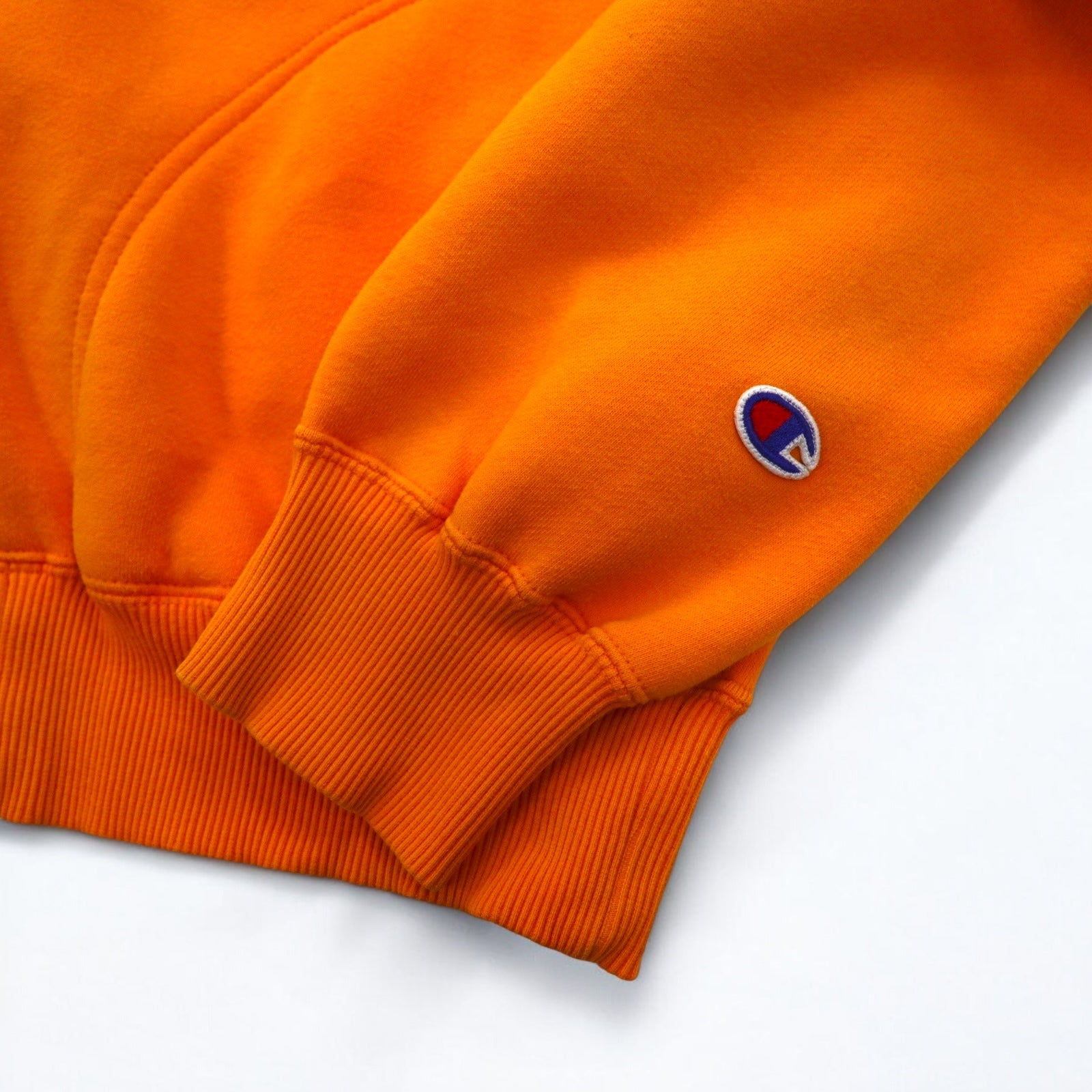 Champion anni '90 cardigan a scatto, felpa, bomber, taglia L, arancione, tasche laterali, interno felpato