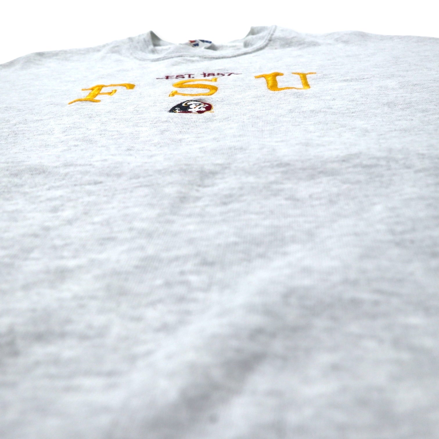 Felpa JERZEES made in USA anni '90, ricamata, college, taglia L, grigia, cotone, interno felpato, FSU Football