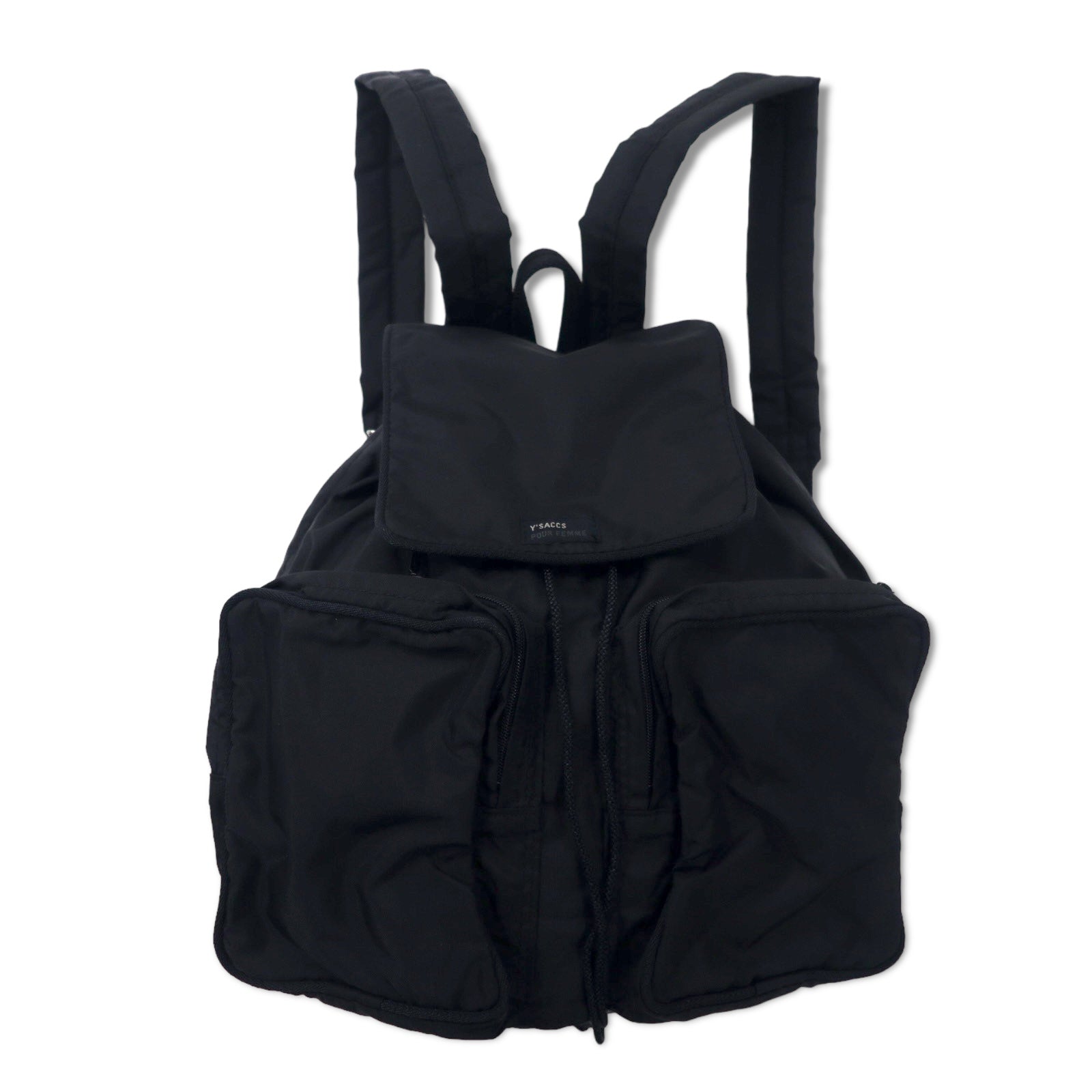 Y'SACCS POUR FEMME ( YOHJI YAMAMOTO ) ナイロン ミニリュック 巾着 ブラック 日本製