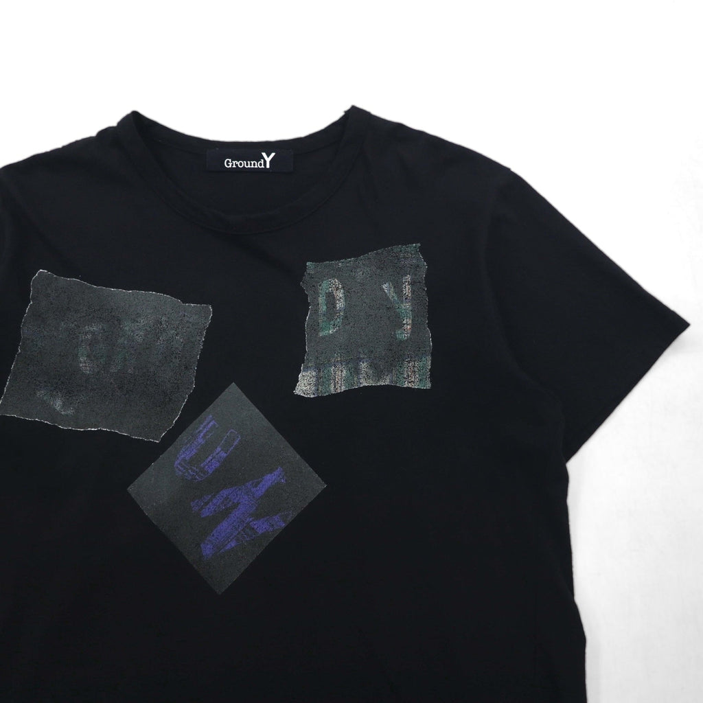 Ground Y ( YOHJI YAMAMOTO ) T-shirt con grafica a quadri Check Logo Graphic Tee L Nero GT-T34-015 Fatto in Giappone