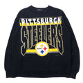 ARTEX Made in USA anni '90 NFL Stampa Felpa M Nera Cotone PITTSBURGH STEELERS