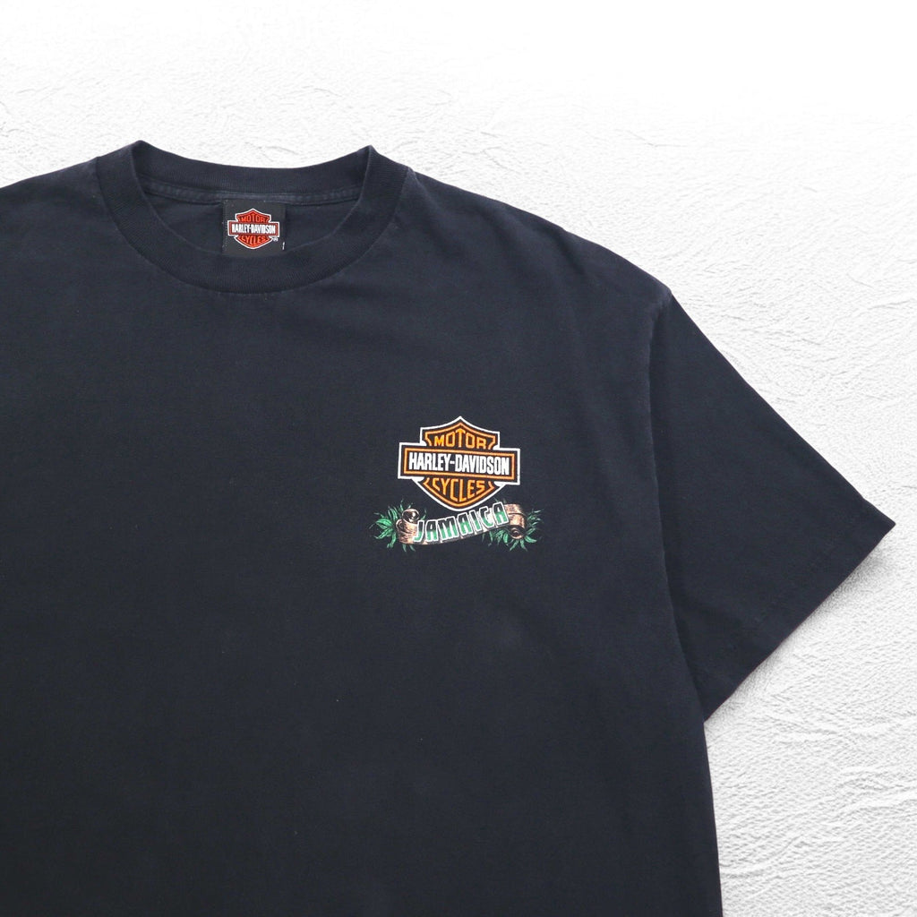 HARLEY DAVIDSON Giamaica JAMAICA Stampa Posteriore T-shirt XL Nera Pin-up