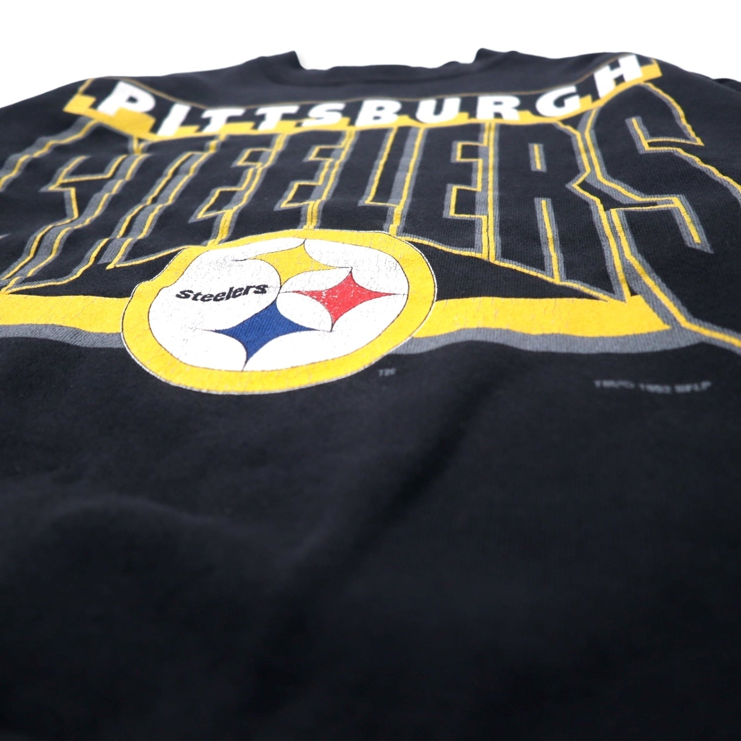 ARTEX Made in USA anni '90 NFL Stampa Felpa M Nera Cotone PITTSBURGH STEELERS