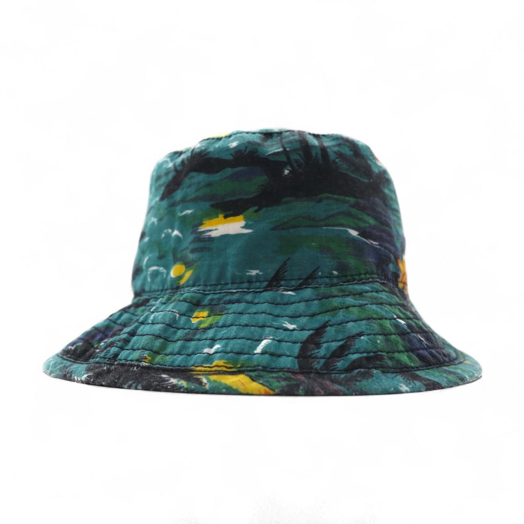 NEW YORK HAT Co. Cappello a secchiello con motivo a spiaggia Made in USA, taglia L, verde, fantasia all-over, cotone