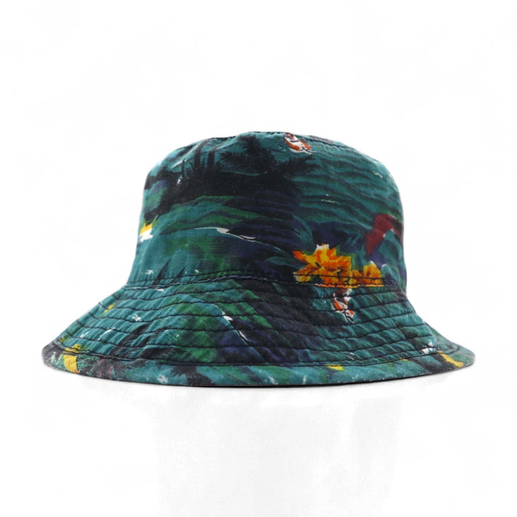NEW YORK HAT Co. Cappello a secchiello con motivo a spiaggia Made in USA, taglia L, verde, fantasia all-over, cotone