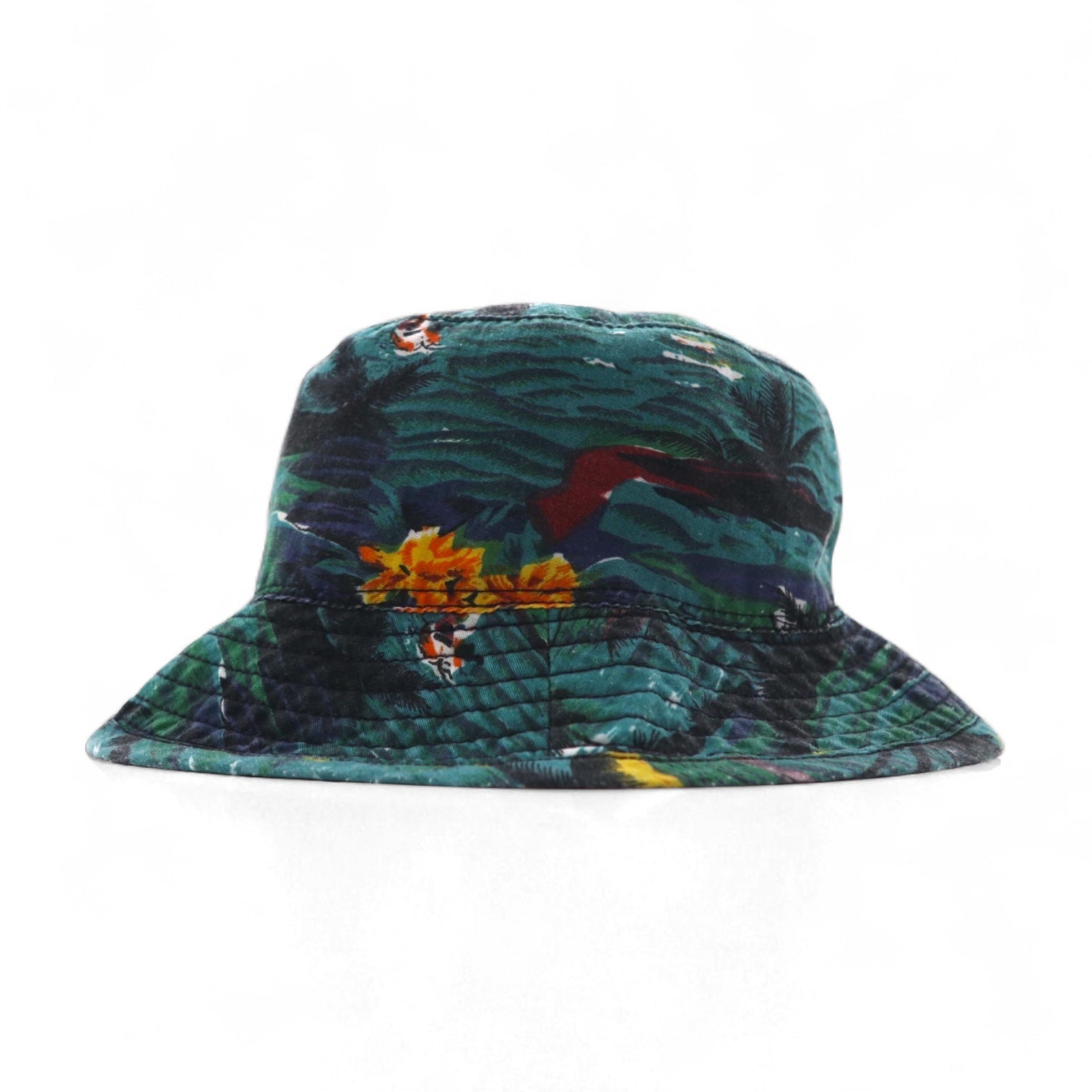 NEW YORK HAT Co. Cappello a secchiello con motivo a spiaggia Made in USA, taglia L, verde, fantasia all-over, cotone