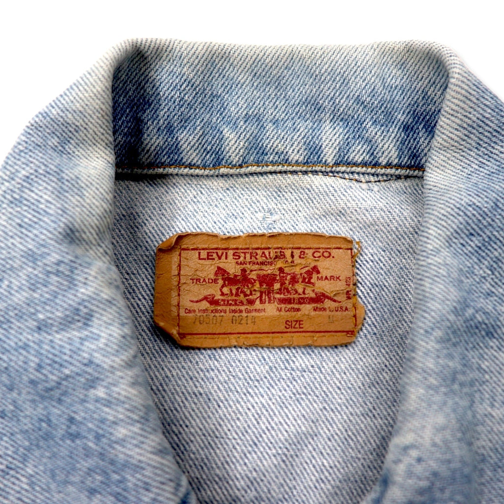 Giacca di jeans Levi's, anni '80, Made in USA, taglia M, colore blu, effetto "acid wash", cotone, small "e", bottone n. 810, modello 70507-0214