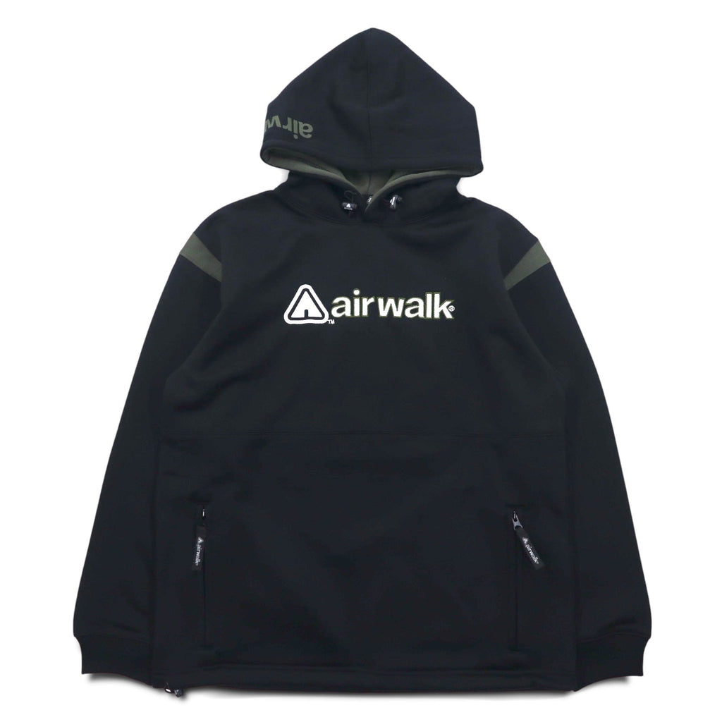 Felpa con cappuccio Airwalk anni '00, pullover, jersey, taglia M, nero, poliestere, interno felpato, coulisse