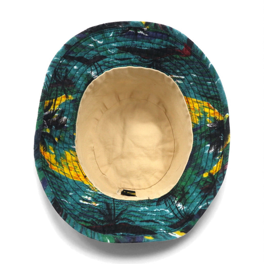 NEW YORK HAT Co. Cappello a secchiello con motivo a spiaggia Made in USA, taglia L, verde, fantasia all-over, cotone