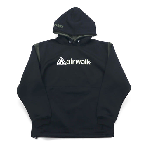 Felpa con cappuccio Airwalk anni '00, pullover, jersey, taglia M, nero, poliestere, interno felpato, coulisse