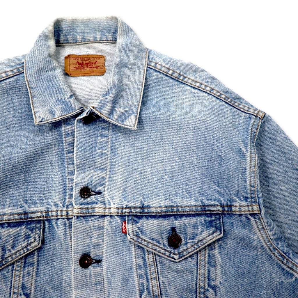 Giacca di jeans Levi's, anni '80, Made in USA, taglia M, colore blu, effetto "acid wash", cotone, small "e", bottone n. 810, modello 70507-0214