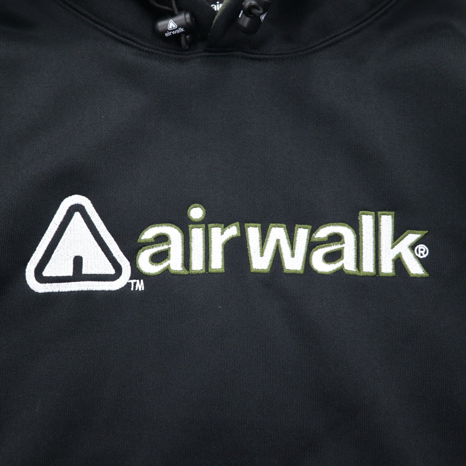Felpa con cappuccio Airwalk anni '00, pullover, jersey, taglia M, nero, poliestere, interno felpato, coulisse
