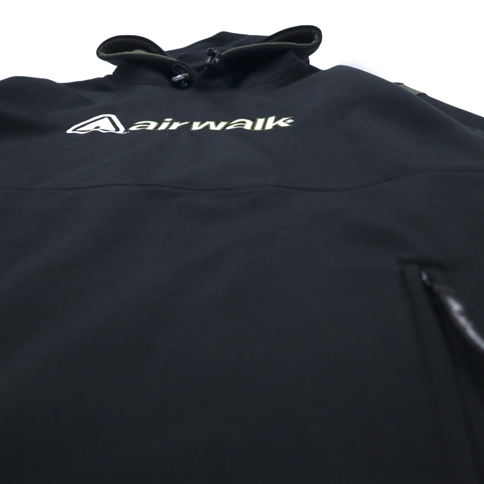 Felpa con cappuccio Airwalk anni '00, pullover, jersey, taglia M, nero, poliestere, interno felpato, coulisse