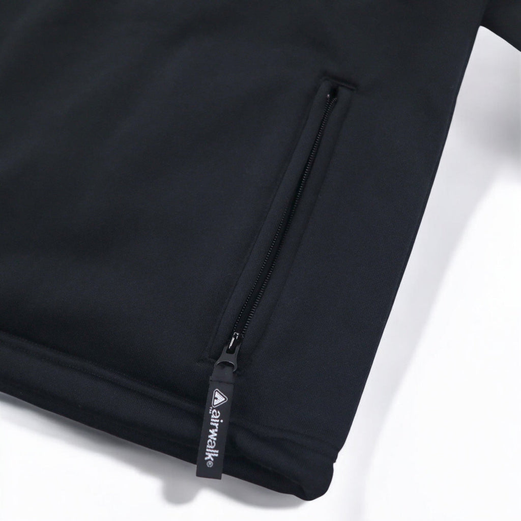Felpa con cappuccio Airwalk anni '00, pullover, jersey, taglia M, nero, poliestere, interno felpato, coulisse