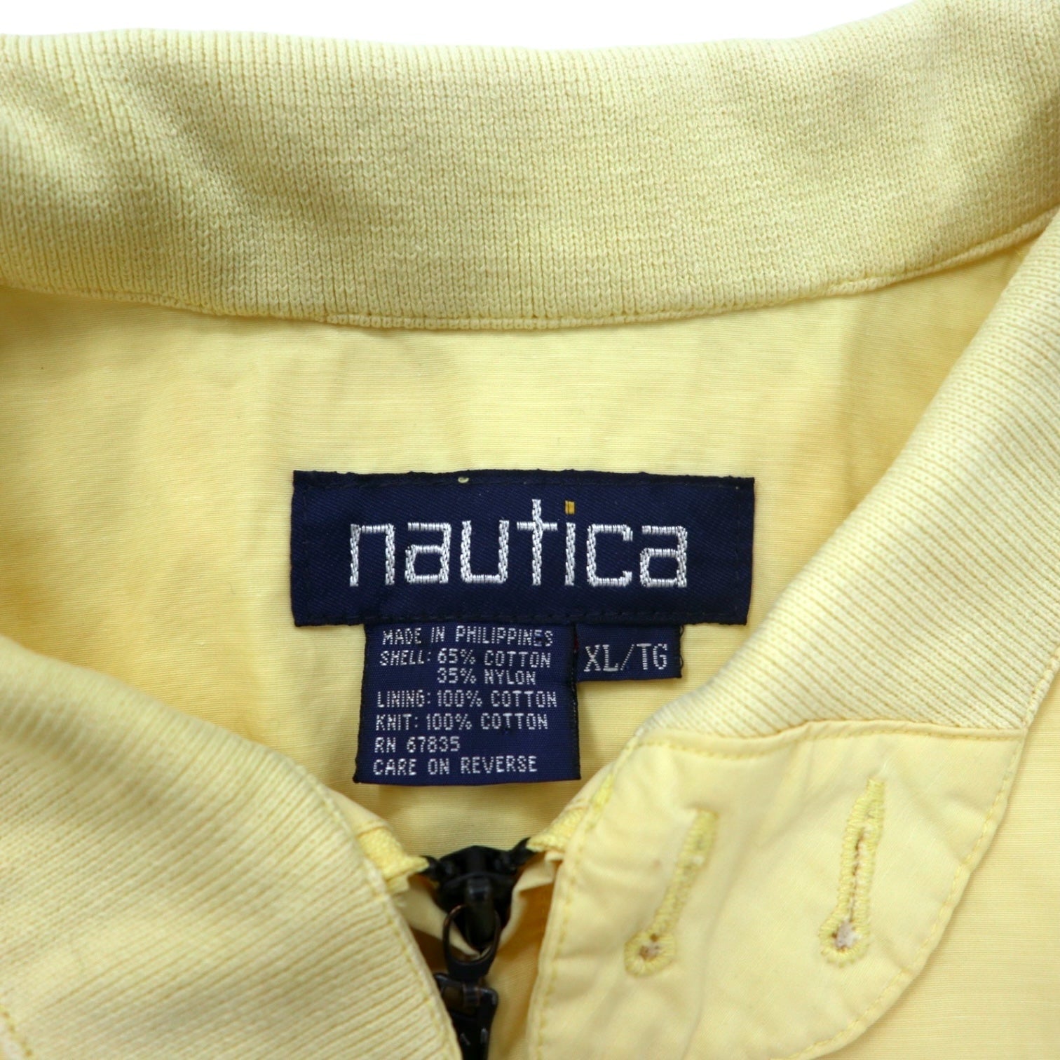 nautica Anni '90 Giacca Harrington XL Gialla Cotone con logo ricamato