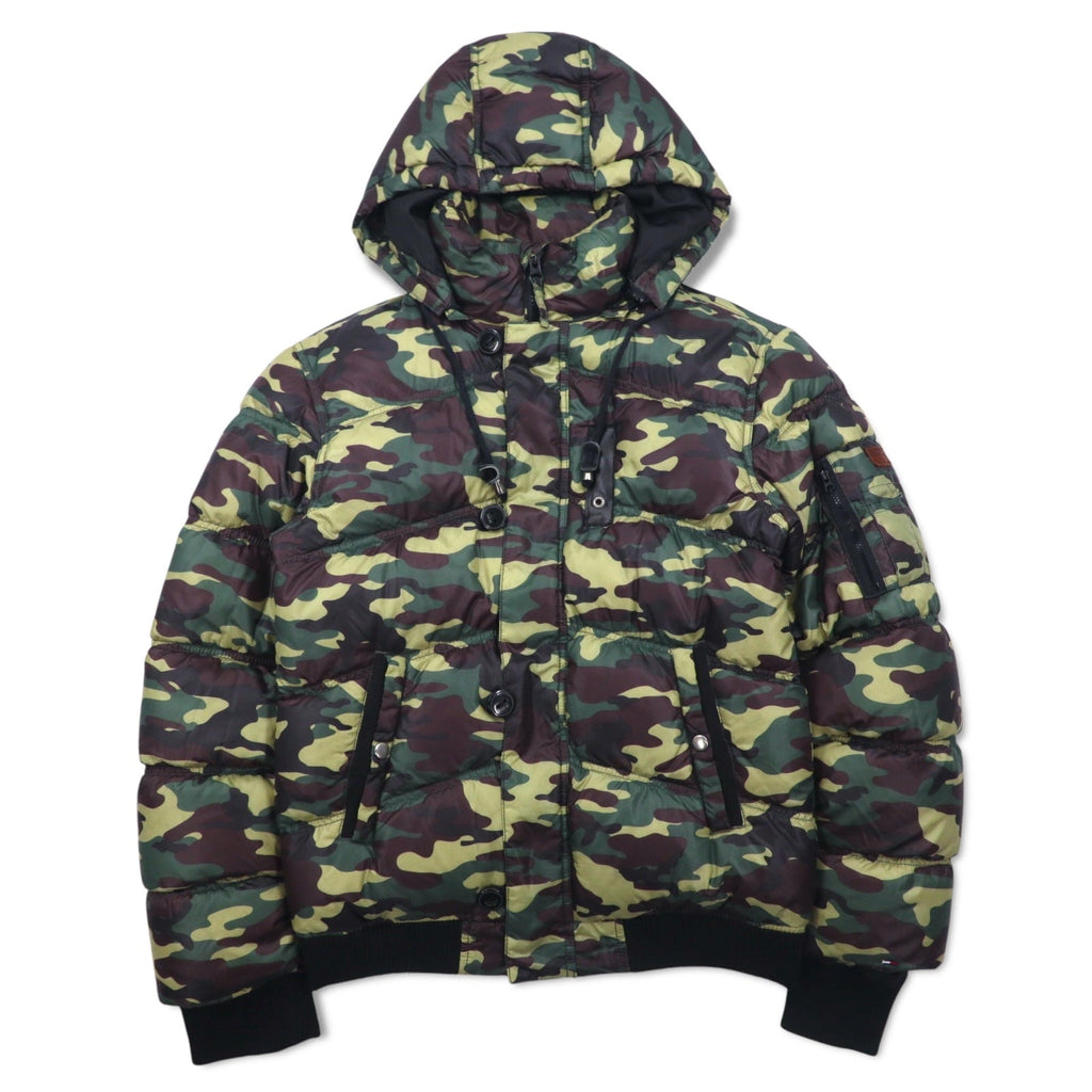 HILFIGER DENIM Piumino mimetico M cachi poliestere cappuccio removibile