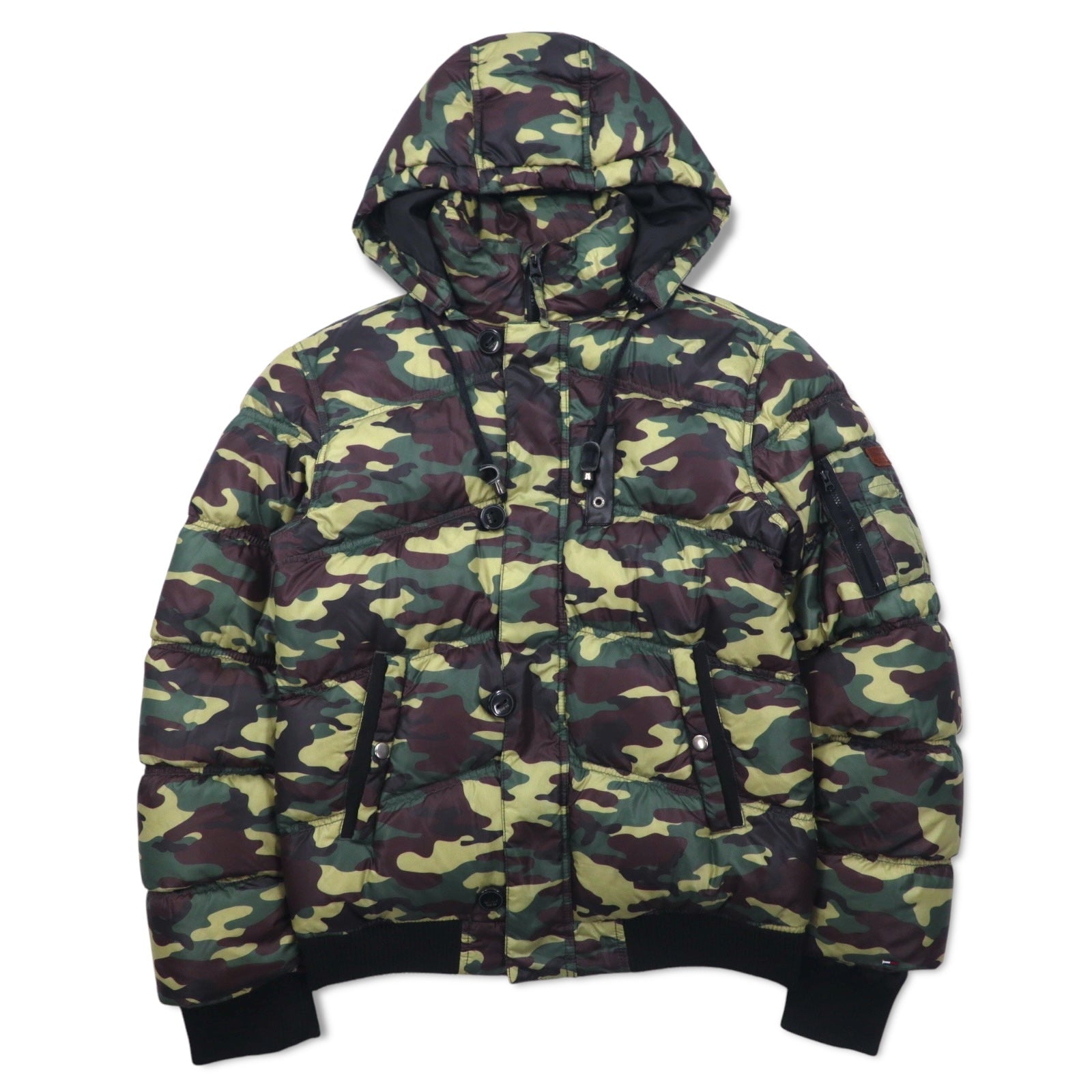HILFIGER DENIM Piumino mimetico M cachi poliestere cappuccio removibile
