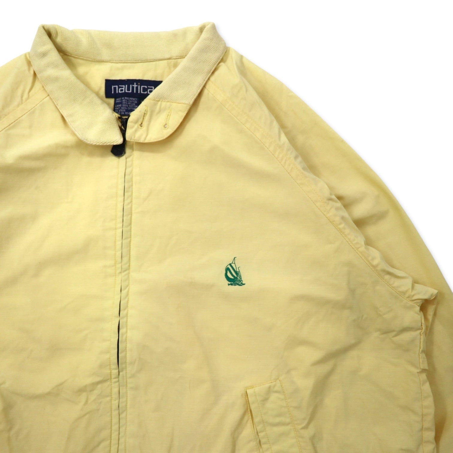 nautica Anni '90 Giacca Harrington XL Gialla Cotone con logo ricamato